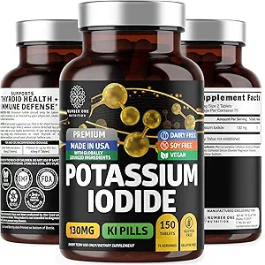 Premium Kaliumjodid Tabletten, natürliche KI Pillen Immunität zu unterstützen, 130 mg pro Servierung, 150 Zähler