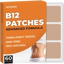 B12 Patches (paquet de 60) - Patch 100% naturel pour les femmes et les hommes - Fermement, énergie, focus et soutien corporel - Formule améliorée