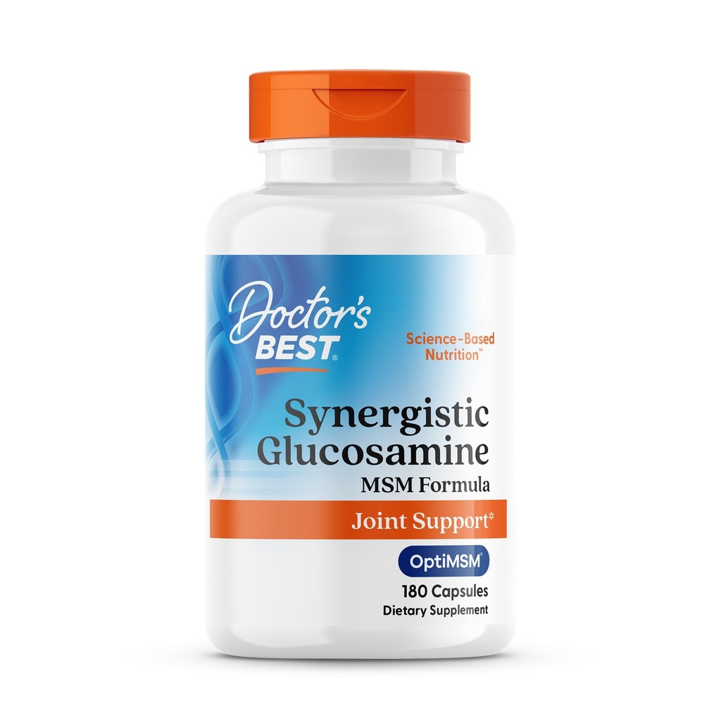 Migliore Glucosamina sinergica del medico con formula MSM - supplemento di supporto sanitario comune per le donne e gli uomini, Caratteristiche Vitamina C, Potassium, & Chloride, Non-OGM, Gluten Free, Soy Free - 180 capsule
