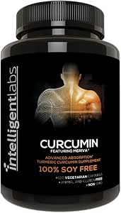 Labs intelligenti 250MG Curcumina Meriva Phytosome, 2900% meglio assorbito rispetto curcumina currica ordinaria, 100% Soy Free, 120 capsule per bottiglia