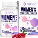 Probiotici vaginali per le donne - 300 miliardi di CFU 12 Probiotici con prebiotici, Estratto di mirtillo organico Probiotico giornaliero delle donne per vaginale, urinario, digestivo, fegato, salute immunitaria, 60 capsule