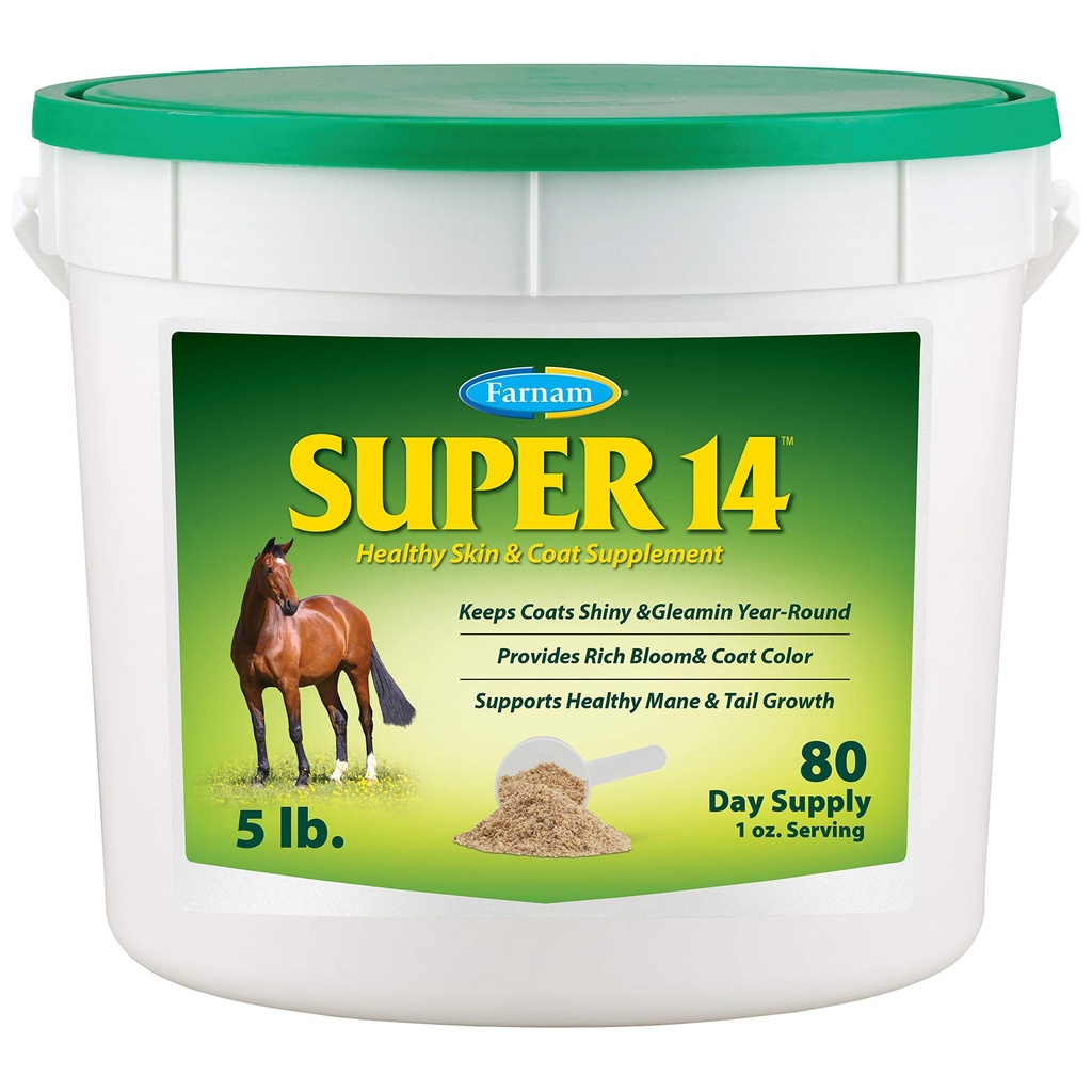 Farnam Super 14 sana pelle e cappotto supplemento per cavalli, mantiene cappotti Shiny & Gleaming anno-rotonda 5 sterline, 80 giorni di alimentazione