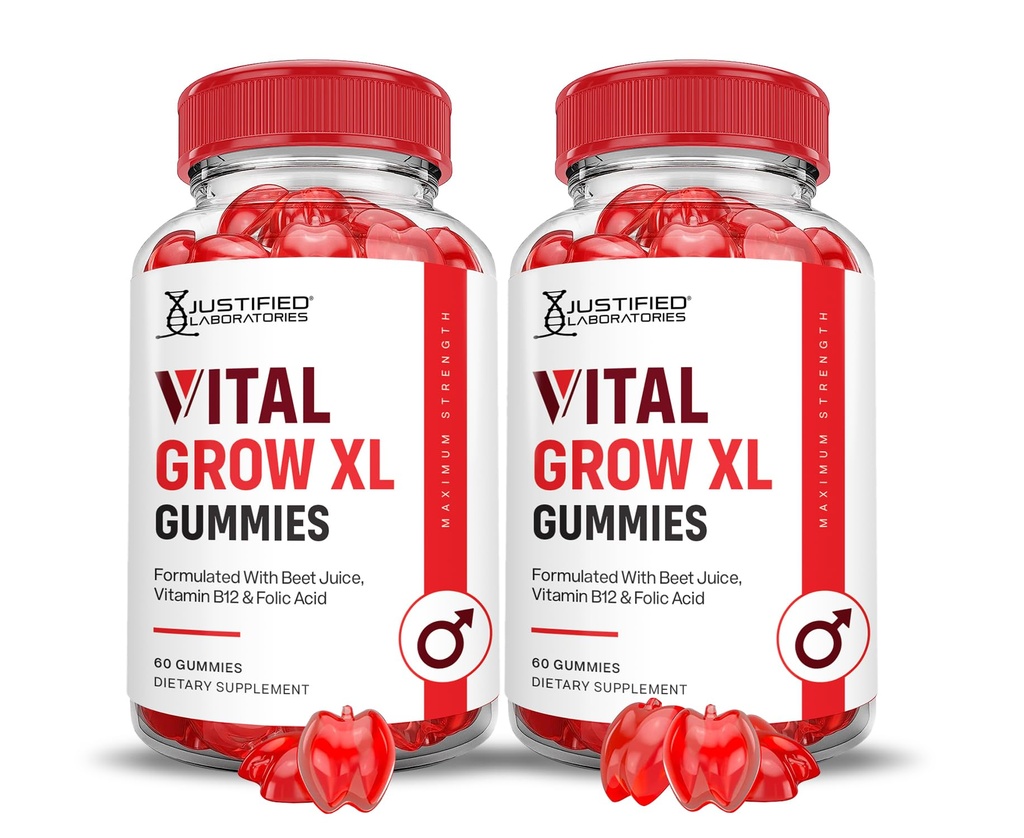 Justified Laboratories (2 Pack Vital Grow XL Performance Gummis 1000MG Advanced Formula Formuliert mit ACV Granatapfelfettsaft Pulver B12 Vegan Non GMO 120 Gummys