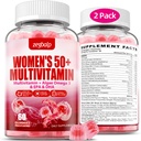Zuckerfreie Frauen Multivitamin 50 Plus Gummie mit Calcium, Magnesium, Zink, Vitamin A, C, D3, E, K2, B Complex, Folate, Biotin - Multi Vitamine & Minerale für Haut, Energie, Immununterstützung