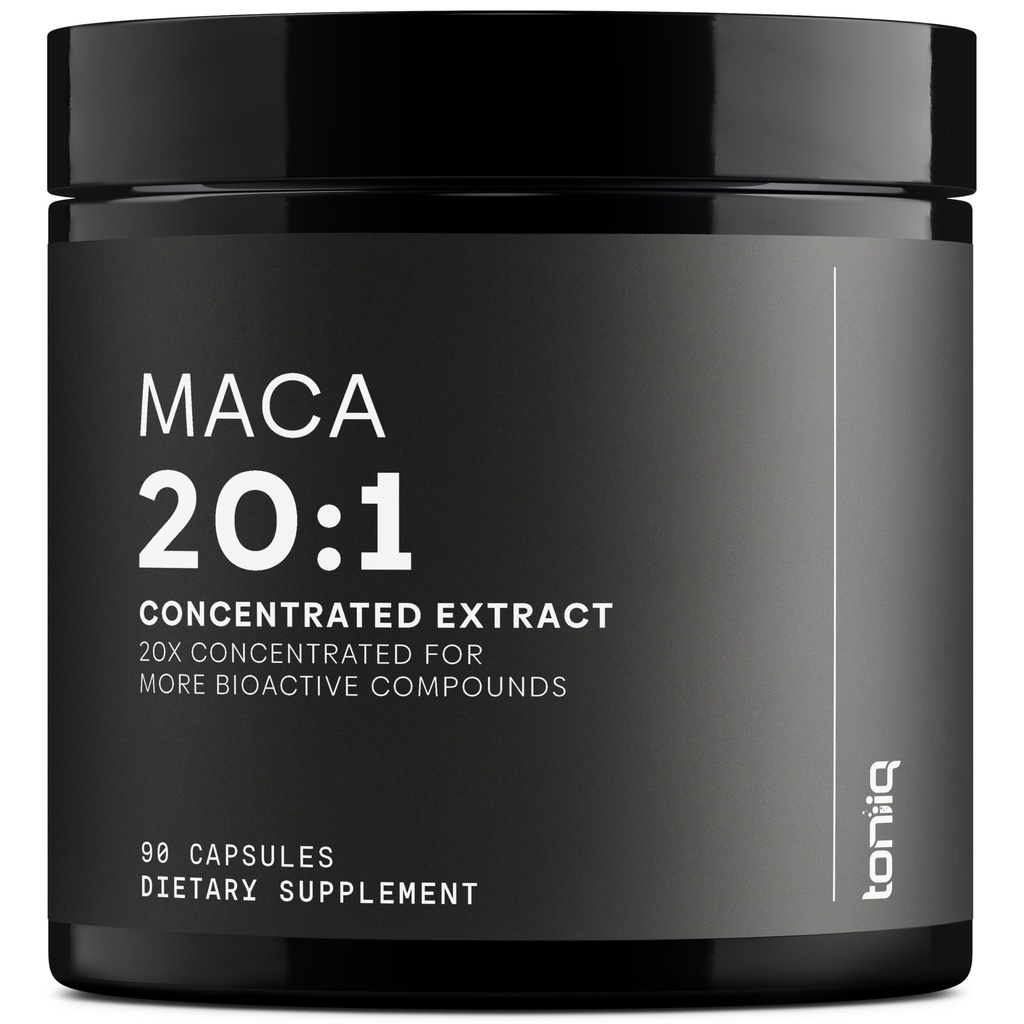 Racine de maca - Extrait ultra-haute puissance 20:1 - Complexe de maca noire, rouge et jaune - Origine unique, sauvage et hautement concentré - Laboratoire tiers testé - 90 capsules