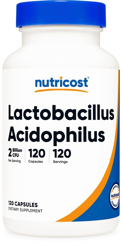 Nutricost Lactobacillus Acidophilus 2 Million CFU par portion (120 capsules)