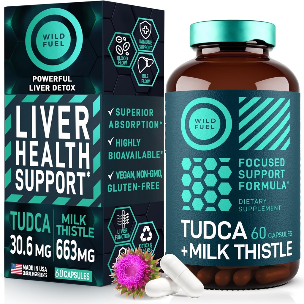 TUDCA and Milk Thistle Supplement - Bile Salts Supplement mit Silymarin Milk Thistle Extract Liver Cleanse, Gallbladder, Kidney, Gut Health - Ursolic Acid Tudca Bile Salt Liver Health - 60 Kapseln