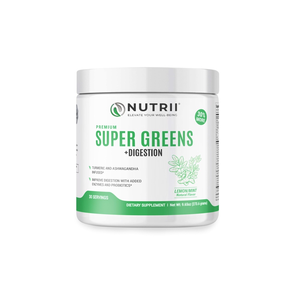 Bio Grüne Immunität Superfood Pulver - Beruhigt Verdauung, steigert gesunde Vitalität und Energie. Fast Acting Formula mit Probiotika, Enzymen, Kurkuma und Ashwagandha (30 Servings Lemon-Mint)