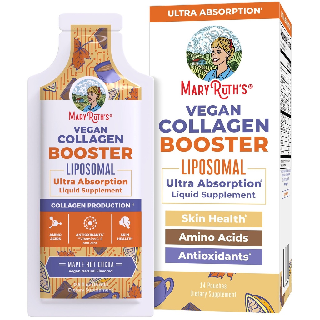 MaryRuth Organics Collagen Booster Liposomal | Sugar Free | Liquid Collagen Booster con VIT C, E, Zinc,Copper&Silica | Skin Care&Joint Support Supplement | Vegan | Non-GMO | Gluten Free | 14 Serving
