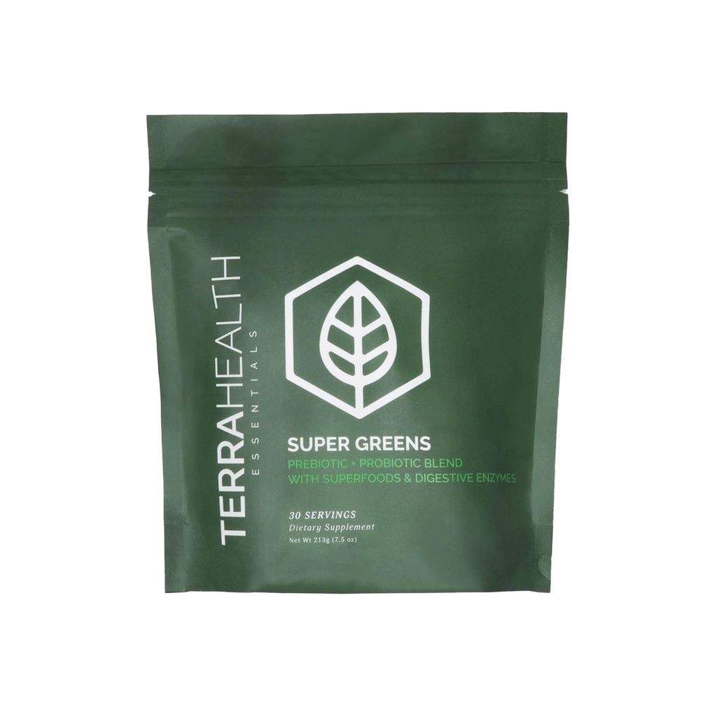 Terra Health Essentials® Super Greens | Polvere di Superfood Greens Organica | Probiotici senza glutine | 30 Serve
