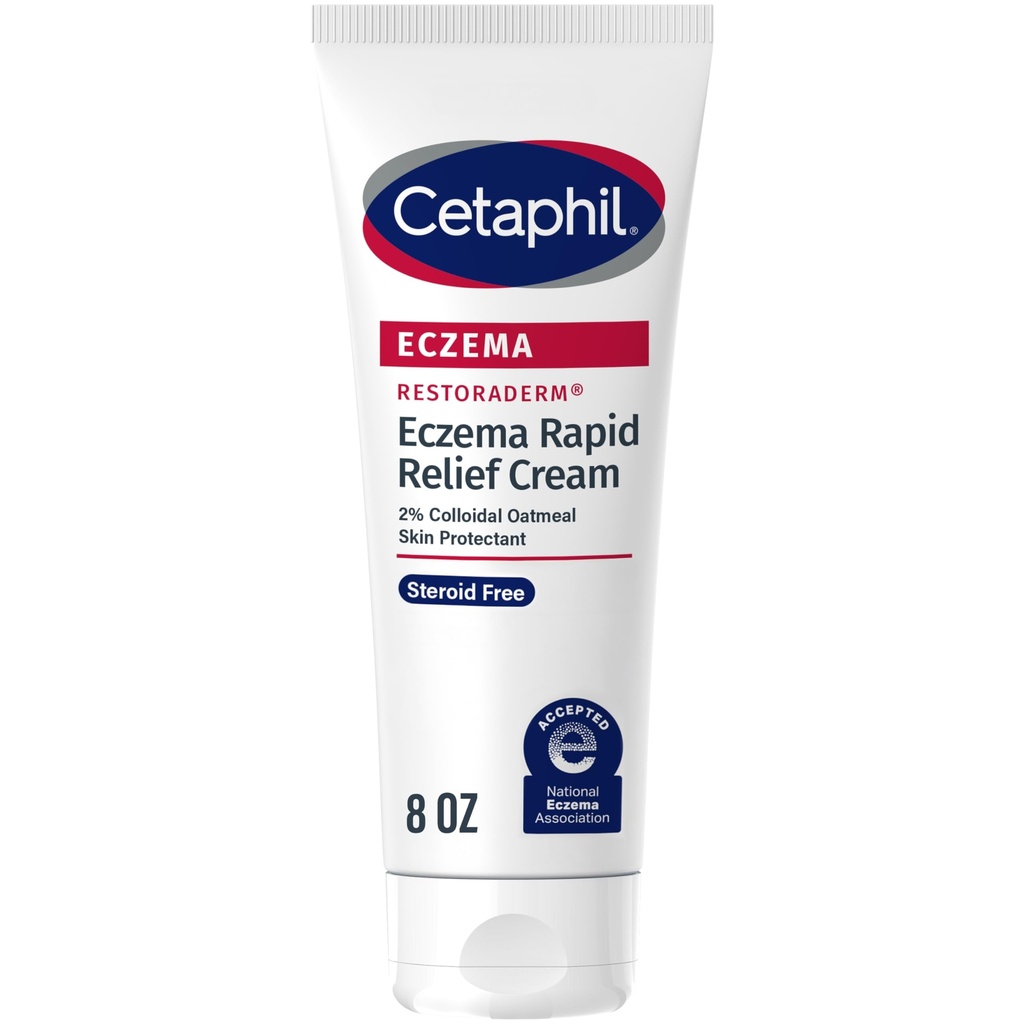 CETAPHIL ECZEMA RESTORADERM FLARE-UP RELIEF CREAM, Per Eczema Prone Skin, 8 oz, Barriera di riparazione, 48 ore di idratazione, 2% pelle protettiva avena colloidale, steroide gratis
