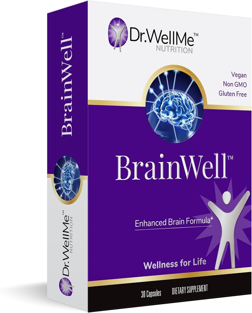 Dr.WellMe- Nootropic Brain Booster Supplement mit Turmeric & Ginkgo Biloba für Männer & Frauen – L-Theanin, Vitamin D3 zu verbessern Gedächtnis, Fokus & Kognitive Gesundheit – Vegan Kapseln (30 Zähler)