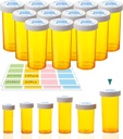3.75oz Leere Pillenflaschen mit kinderbeständigen Kappen, 12 Packung - große Kapazität, Feuchtigkeits-Proof, BPA-frei, mit 32 Easy-Peel Etiketten für die Organisierung von Pillen, Vitaminen, Ergänzungen, Perlen und mehr