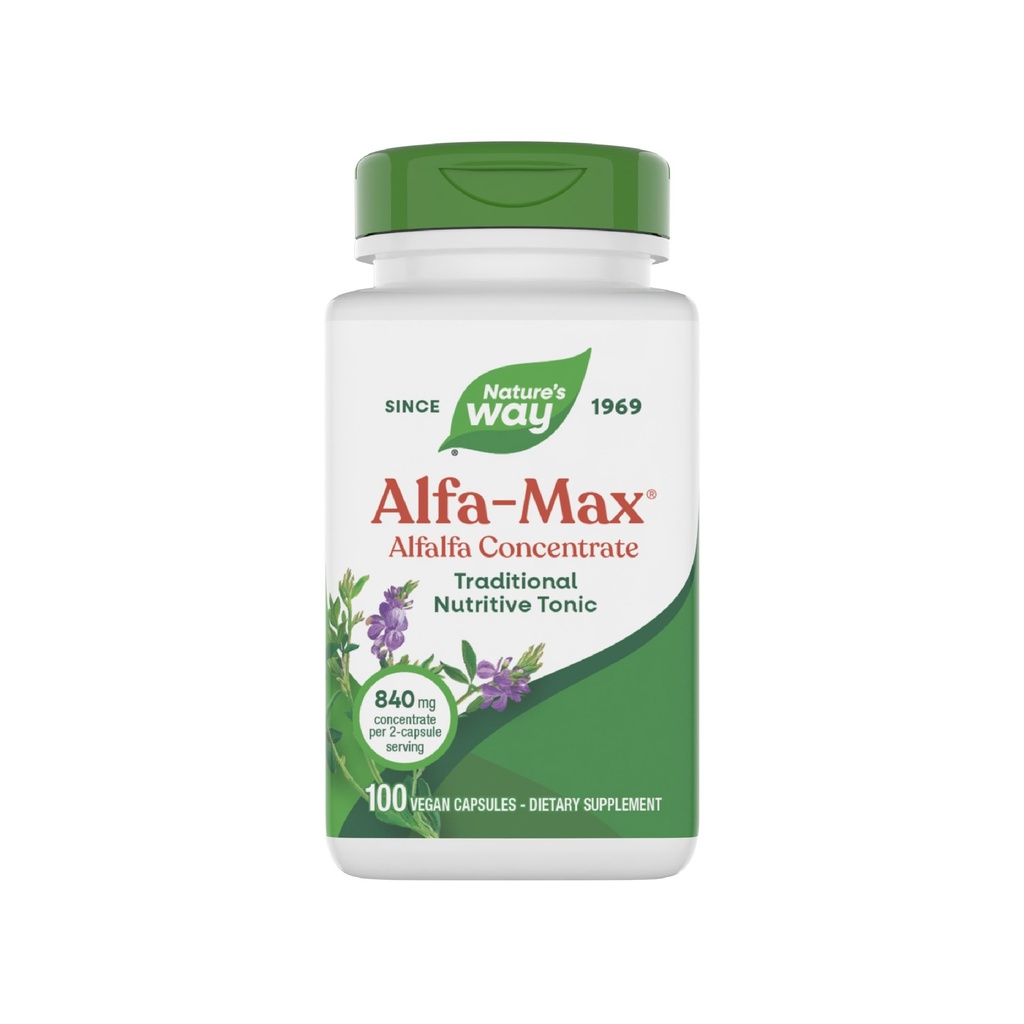 Nature's Way Alfa-Max - Alfalfa Supplement - Alfalfa Leaf, Stem & Flower - Gluten Free & Vegan - 100 Capsule