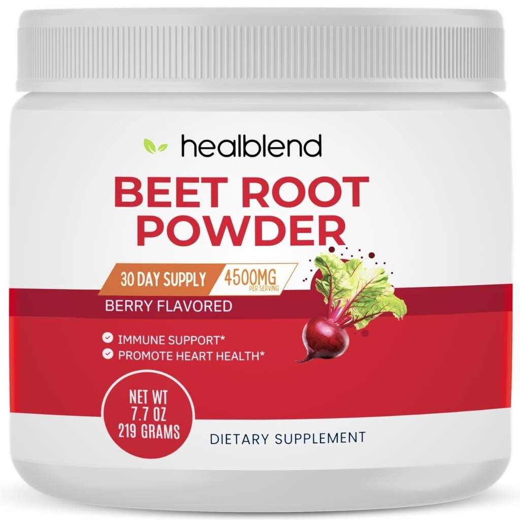 healblend Organic Beet Root Powder - Nitric Oxide Beets, Gesunde Blutdruckunterstützung, Blutzirkulation Superfood Blueberry Flavored - 30 Servierungen