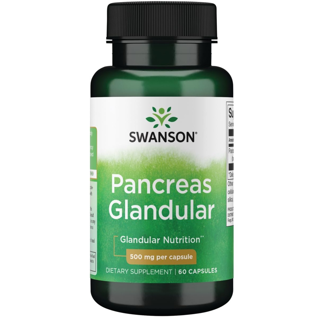 Pancreas crudo Swanson Glandular 500 Milligrammi 60 capsule