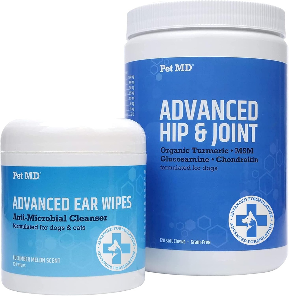 Wipes d'oreille avancées Pet MD + Hip et joint avancés