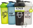 GOMOYO [4 Pack] 28oz Shaker Bottle mit Motivation Zitate |Shaker Cup mit 4x Wire Mixer | Shaker für Protein Mixes Pack ist BPA Free, Leak Proof und Spülmaschine Safe