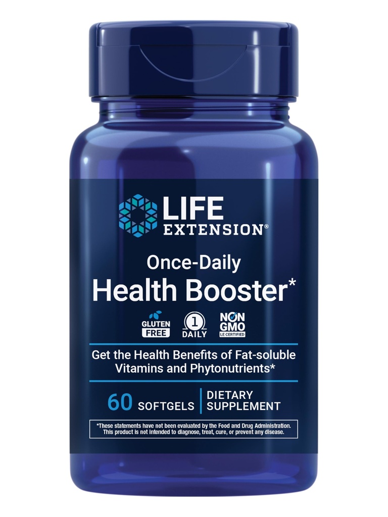 Estensione della vita Una volta-Daily Salute Booster - Vitamine & Nutrienti Supplemento per la salute completa - Vitamina K Complex, Vitamina E, Zafferano, Luteina e altro ancora - Non-GMO, Gluten-Free - 60 Softgels