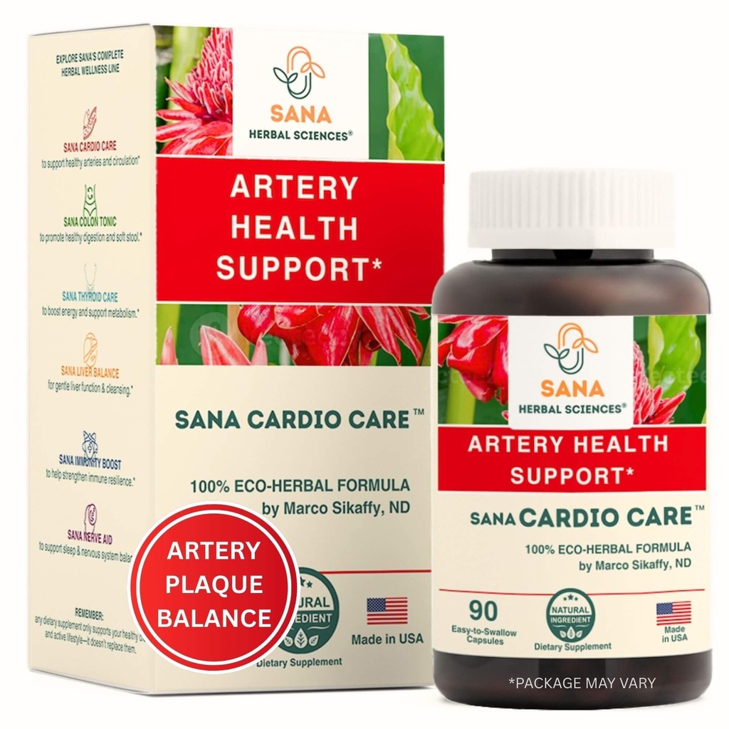 Artery Plaque Removal Formula | 4-Element All-Natural Supplemento per sostenere la pressione sanguigna, colesterolo sano e cuore Rhythm | 90 Easy-to-Swallow Capsule | di Sana Herbal