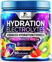 Hydration Electrolyte Powder 1200mg - Daily Liquid Replenisher Drink Mix - Elektrolyt Multiplier mit Mineralien, Kalium & Real Salz, Keto, Non-GMO - Tasty Fruit Flavor Electrolytes - 60 Portionen