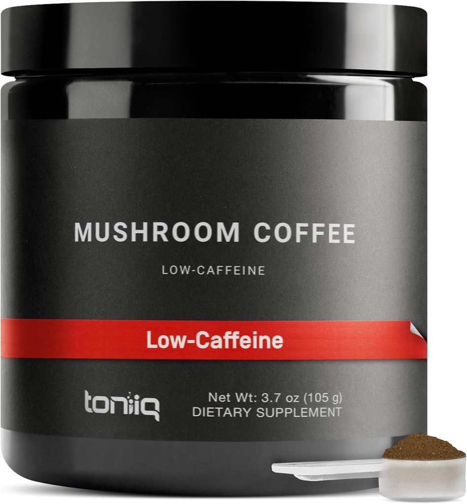 Toniiq caffè a basso contenuto di caffeina - Ultra ad alta potenza 10:1 estratto concentrato - Colombian Sourced Beans with 10 Mushroom Blend, Lion's Mane & Cordyceps - Functional Coffee Alternative