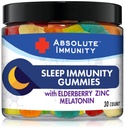 Immunità assoluta- Zinco e Gelatina di Sonno di Elderberry con Melatonina, 100% Droghe Free Sleep Aid, Supporto del sistema immunitario, Adulti e Bambini 30ct