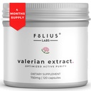 La racine 4:1 de la valériane Extrait Capsules 750mg – Pureté active optimisée – Concentration 4X Supplément de la valériane Extrait - sans gluten, non-OGM - favorise la relaxation - 120 Capsules