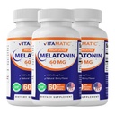 Vitamatic Melatonin 60 mg Tabelle di dissolve veloci - 60 Vegan Natural Berry Flavor Tablets - Non-Habit Forming - Non-GMO, Gluten Free (3 bottiglie)