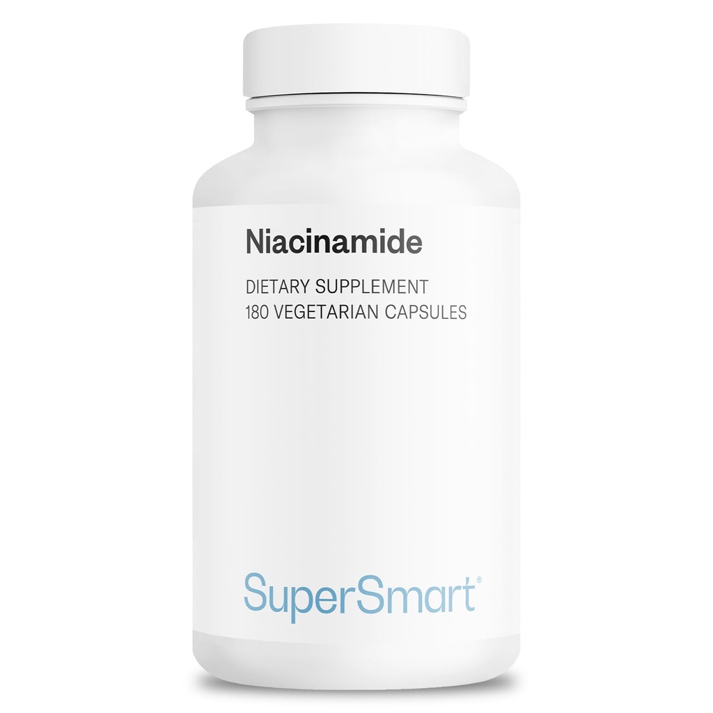 Supersmart - Niacinamide Supplement 2000mg per Day (Nicotinamide) - Flush Free Vitamin B3 Niacin | Non-GMO & Gluten Free - 180 Vegetarian Capsules