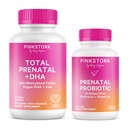 Pink Stork Pränatales Vitamin Duo: Pränatale Vitamine und Probiotika für schwangere Frauen -Morning Sickness and Fetal Development Support mit DHA, Folate, Vitamin B6 und mehr - 2 Produkte, 90 Kapseln