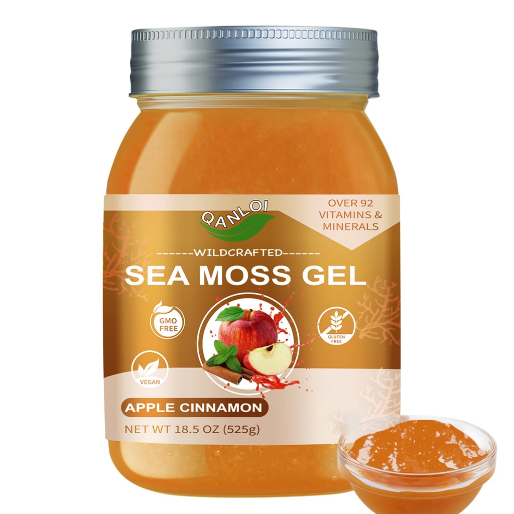 Seamoss Raw Gel mit Irish Sea Moss,Sea Moss Supplement-Immune Support-18.5OZ Sea Moss Advanced (Apple Cinnamon)