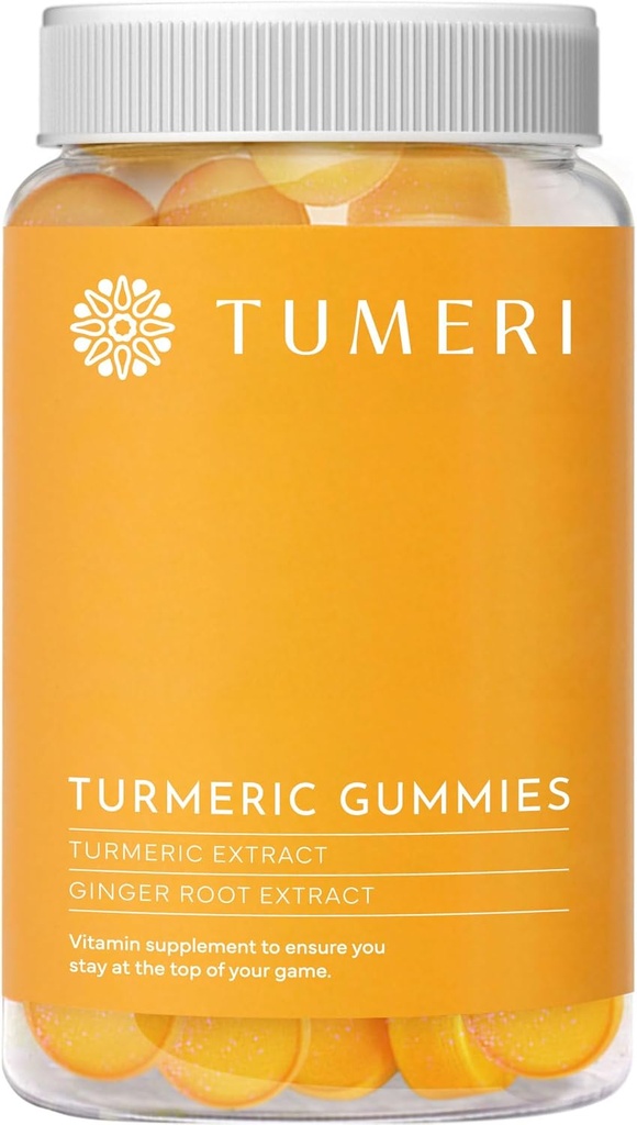 TUMERI Turmeric und Ginger Gummis – Kurkuma Gelenkunterstützungsergänzung - 60 Graf Natur Tropical Fruit Flavored Vegan Gummis