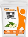 BulkSupplements.com Poudre d'extrait de melon amère - Supplément de melon amère, Extrait de gouard amère - Supplément à base de plantes, sans gluten, 750mg par portion, 100g (3.5 oz) (paquet de 1)