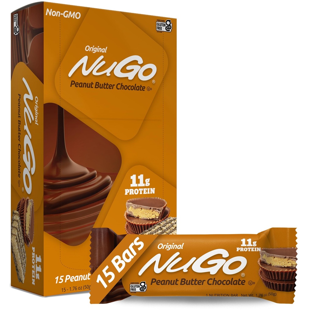 NuGo Protein Bar, Peanut Butter, 11g Protein, Glutenfrei, 15 Count