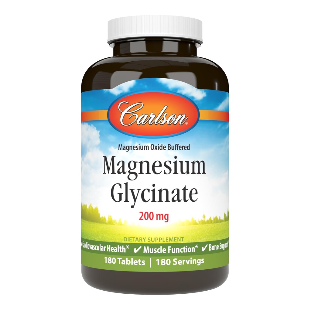 Carlson Magnésium chélaté 200mg, 180 comprimés