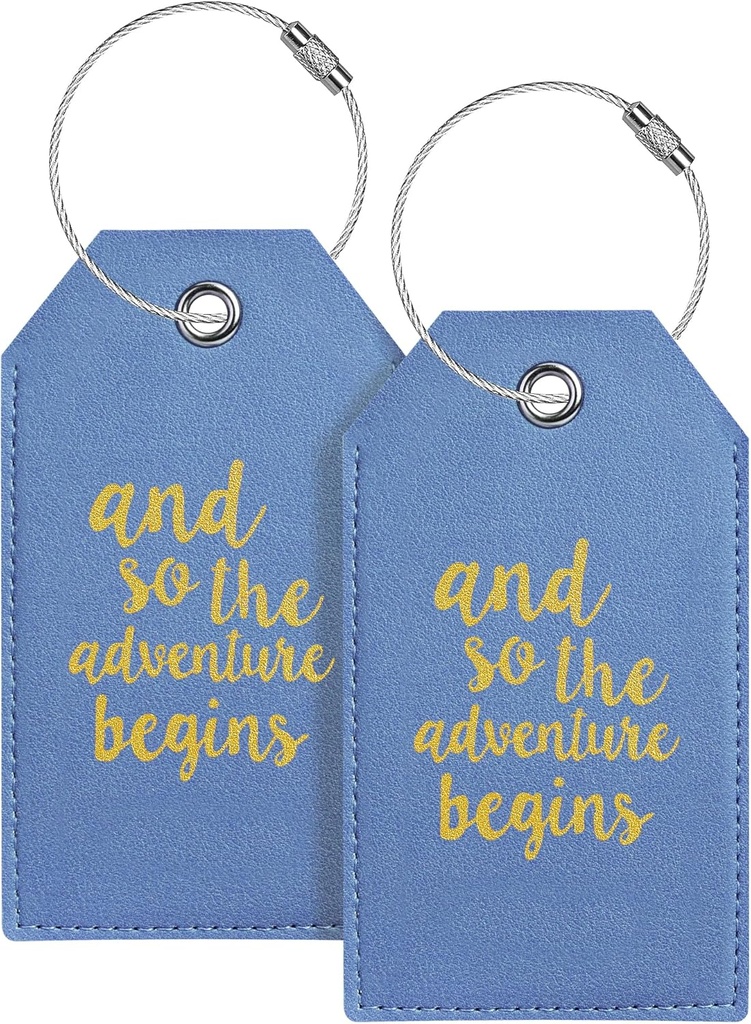 Tag & Anfang Gepäck Tags für Koffer Leder Tasche Tags für Rucksäcke Handtasche Schule Instrument mit Namen ID Label Travel Essentials, Unique Fun Blue Personalized Gepäck Tags 2 Pack
