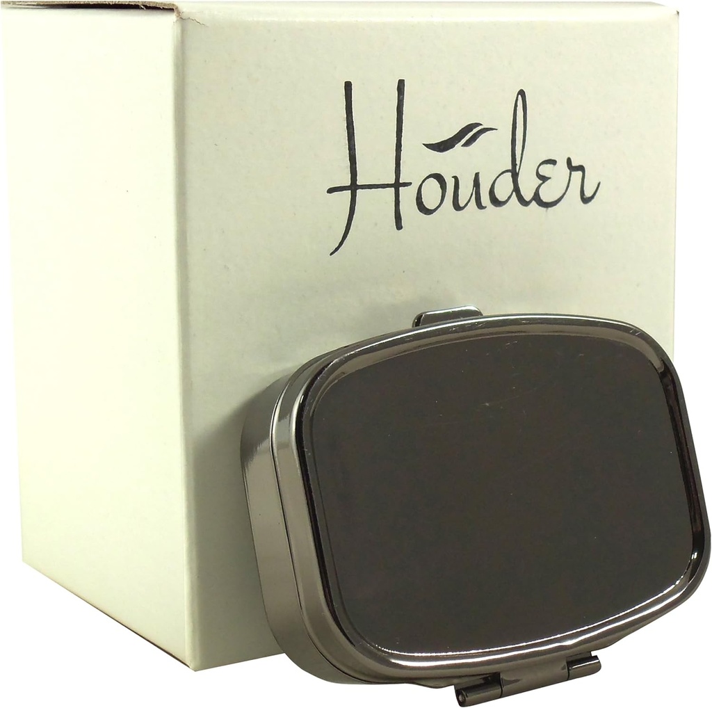 Houder Classy Gray Metall Pille Box Dekorative Pille Case mit Geschenkbox - Tragen Sie Ihre Meds im Stil (Rectangular)
