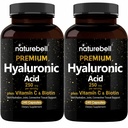 NatureBell 2 Pack Pflanze basiert Hyaluronsäure ergänzt 250mg mit 25mg Vitamin C & Biotin 5000mcg, 480 Gesamtkapseln | Essential for Hair Growth, Joint Support, & Hydrating Skin | Non-GMO
