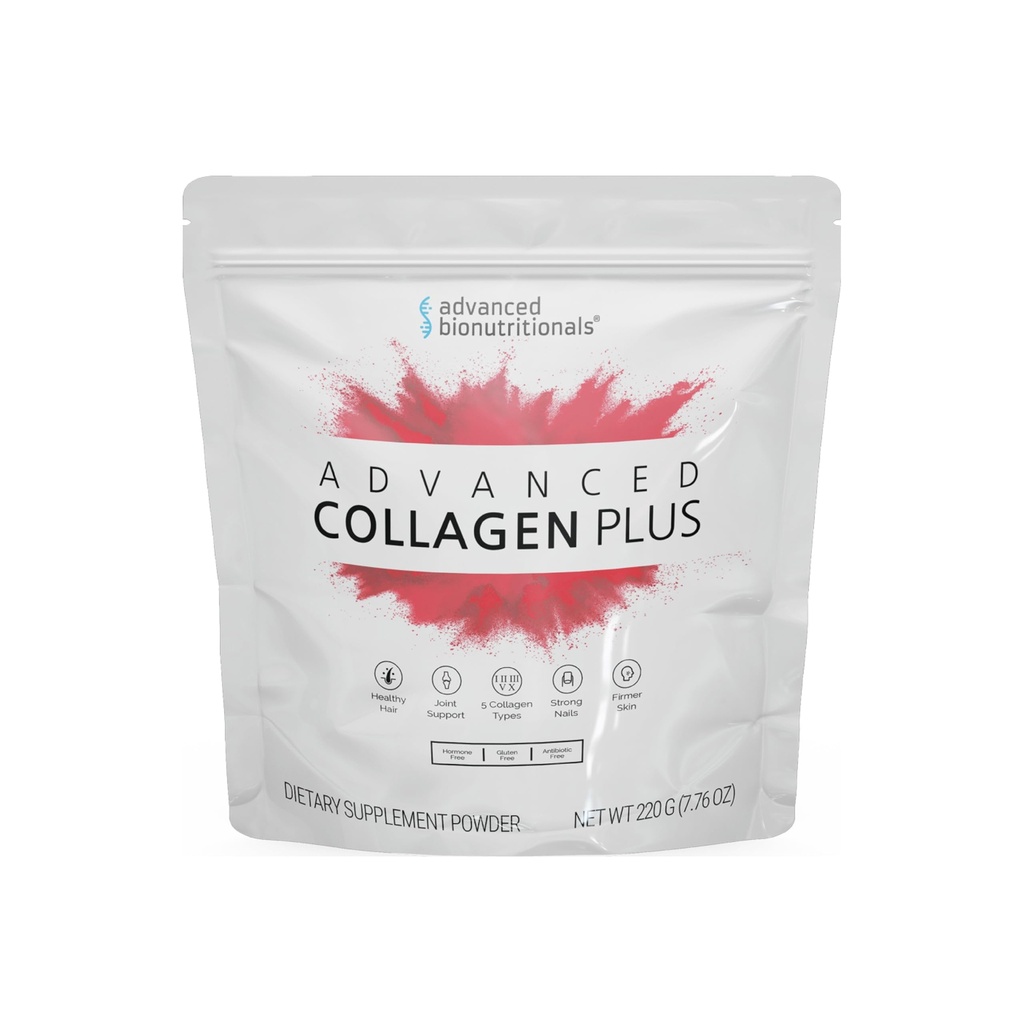 Avanzate Collagen Plus Powder – 5 tipi di collagene (I, II, III, V, X) con Biotin & Chondroitin Sulfate – Supporta pelle, capelli, articolazioni e chiodi – Formula non aromatizzata, Easy-Mix
