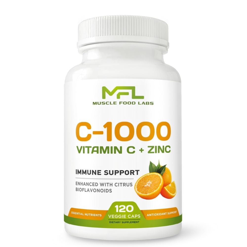 | Vitamina C + ZINC | C - 1000 | VIT C 1000mg | Zinc 25mg | Citrus Bioflavonoids 25mg | Non OGM & Gluten Free | 120 Capsule