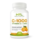 | Vitamina C + ZINC | C - 1000 | VIT C 1000mg | Zinc 25mg | Citrus Bioflavonoids 25mg | Non OGM & Gluten Free | 120 Capsule