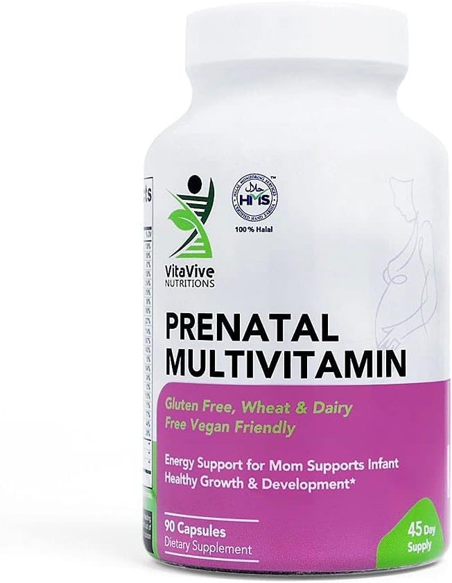 Pränatale Multivitamine – 90 Kapseln – Vitamine und Mineralien, um Mutter und das Baby zu unterstützen – Kalzium, Eisen, Vitamin C, Jod und mehr - Vegan, Halal - Gluten, Weizen, Dairy Free
