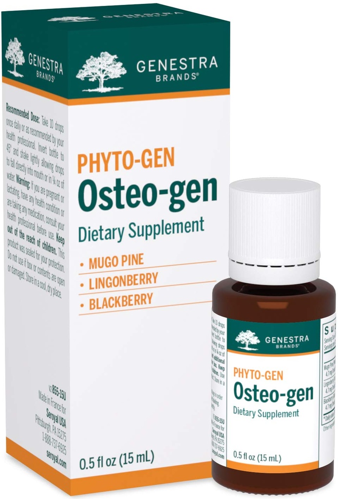 Genestra Marche Osteo-gen | Mugo Pine, Lingonberry e BlackBerry Herbal Supplement | 0.5 fl. oz.
