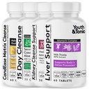 Youth & Tonic 4X Body Detox und Cleanse für Frauen & Männer mit Liver Support, Kidney und Colon Cleanse und CandEase Matrix. 180 Tabletten