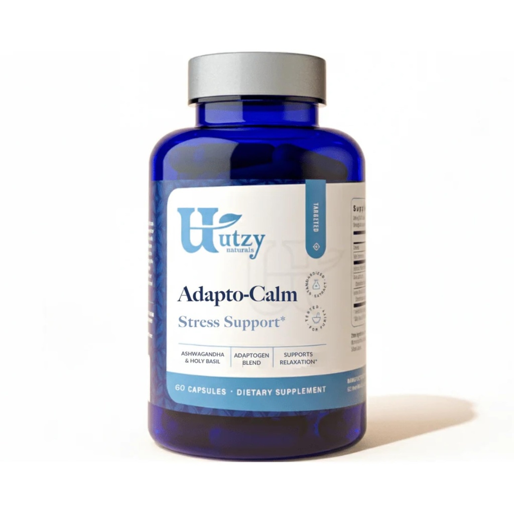 Utzy Naturals Adapto-Calm | Stress Support Formel | mit Ashwagandha, Tulsi Holy Basil und Passionflower | 60 Kapseln