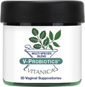 Vitanica V-Probiotici - Probiotici per le donne - Vaginal Suppositories with Lactobacillus Rhamnosus, Gasseri & More - Women's Health Supplement - Pro Logo - 30 Vaginal Suppositories