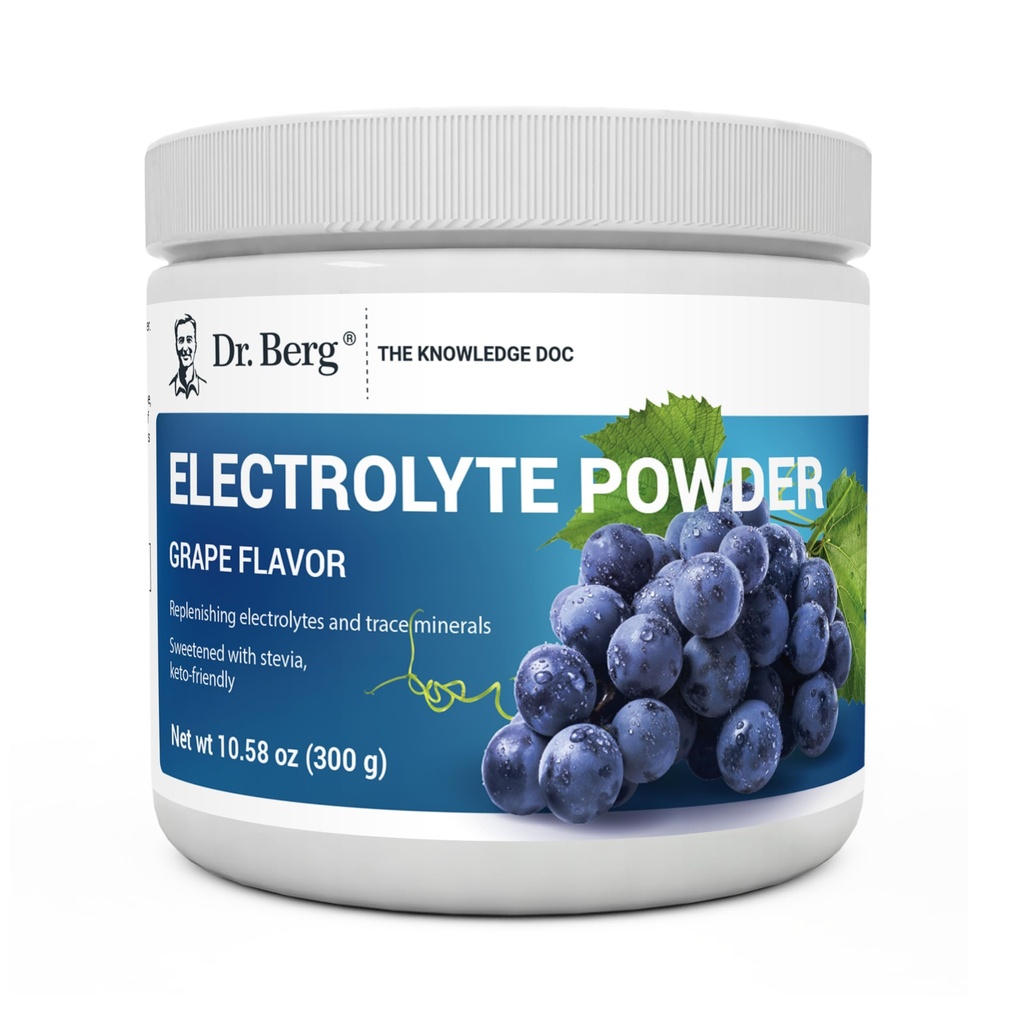 Dr. Berg Zero Sugar Hydration Keto Elektrolyt Pulver - Verbessert w/ 1000 mg Kalium & Real Pink Himalaya Salz (NOT Tisch Salz) - Trauben Flavor Hydration Getränke Mix Supplement - 50 Portionen