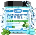 Mint Flavor Creatine Monohydrate Gummie 5000mg für Männer & Frauen, Enthält L-Taurine + Vitamin B12, Betaine, L-Citrulline für Muskelkraft, Verbesserung der Übung Ausdauer -115 Zähler