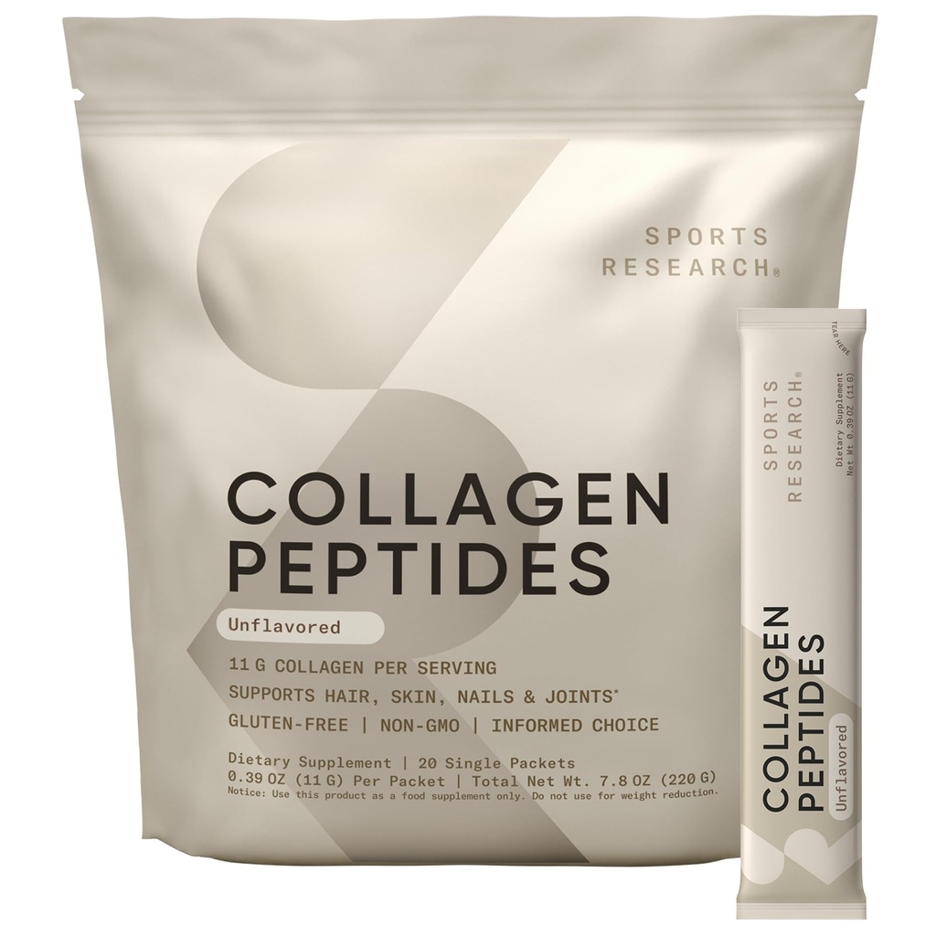 Peptidi di collagene di ricerca sportiva - Integratore di proteine della polvere di collagene di tipo 1 & 3 idrolizzato per pelli sane, unghie e giunti - Facile miscelazione di nutrienti vitali e proteine, collagene per le donne e gli uomini